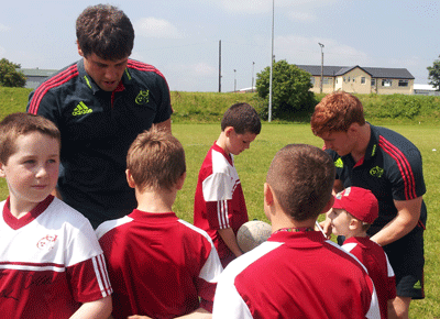 Dave O'Callaghan and Sean Dougall sign autographs for the children